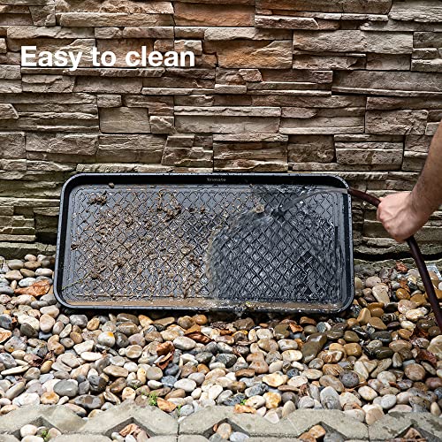 Boot Tray Black, 40x20 in - Waterproof Shoe Mat, Recycled Material | 1.25 in raised edge traps mud, water & snow - ideal for entryway, mudroom, garage, porch or car trunk - style: Black