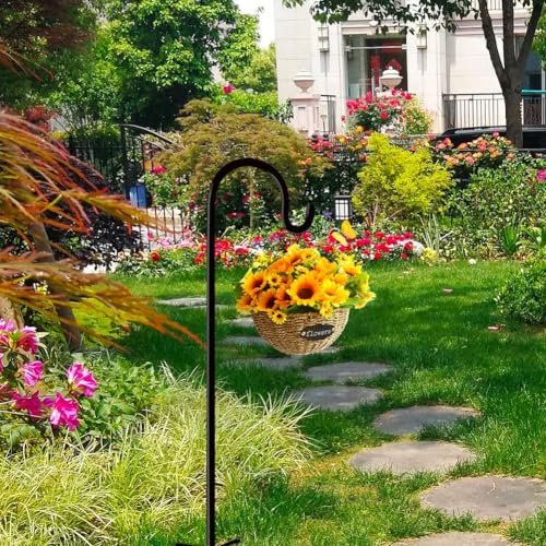 Shepherd Hooks Outdoor 60 Inches for Lanterns Heavy Duty Shepherd Stand Plant Hanger Yard Hooks for Solar Lights,Bird Feeder,Wedding,Mason Jar,Planter Pot,Adjustable Height - color: 60 IN