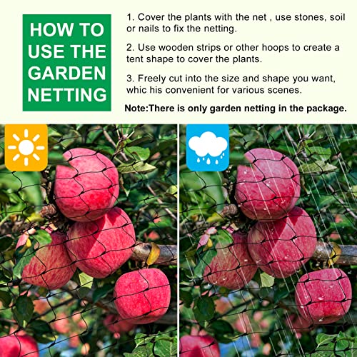 Bird Netting for Garden, 13Ft x 33Ft Reusable Garden Netting Plants Barrier, Plant Mesh Net Protect Fruit Tree Seedlings Plants from Birds, Cicadas, Rodents, Black - color: Black