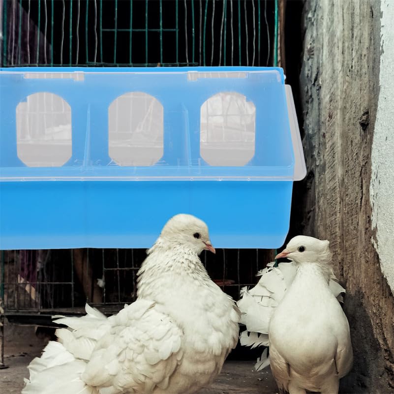 Outanaya 2-Pack Pigeon Feeder and Waterer for Cage 3-Hole Hanging Bird Feeding Box with Lid Grit Holder and Food Container for Pigeons 9.84 X 5.51 X 3.54 in