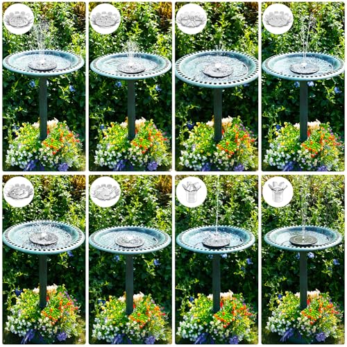AISITIN 28 Inch Bird Bath with 3.5W Solar Fountain for Outside, Green | Polyresin Pedestal Bird Baths for Outdoor Garden Courtyard Decoration, Weather-Resistant Birdbaths with 20" Bowl & 8 Nozzles - color: Green