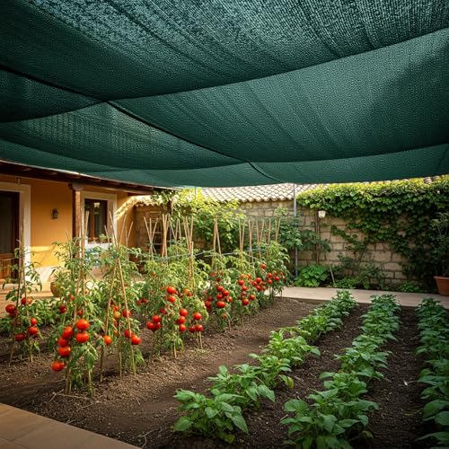 SUNNY GUARD Sun Shade Cloth, 6.5 x 16.5 FT Green HDPE Mesh | 85-95% Breathable shade cover creates a cooler space for plants, vegetables, greenhouses, patios, chicken coops, and kennels - color: 90 SHADE-GREEN, size: 6.5 FT x 16.5 FT
