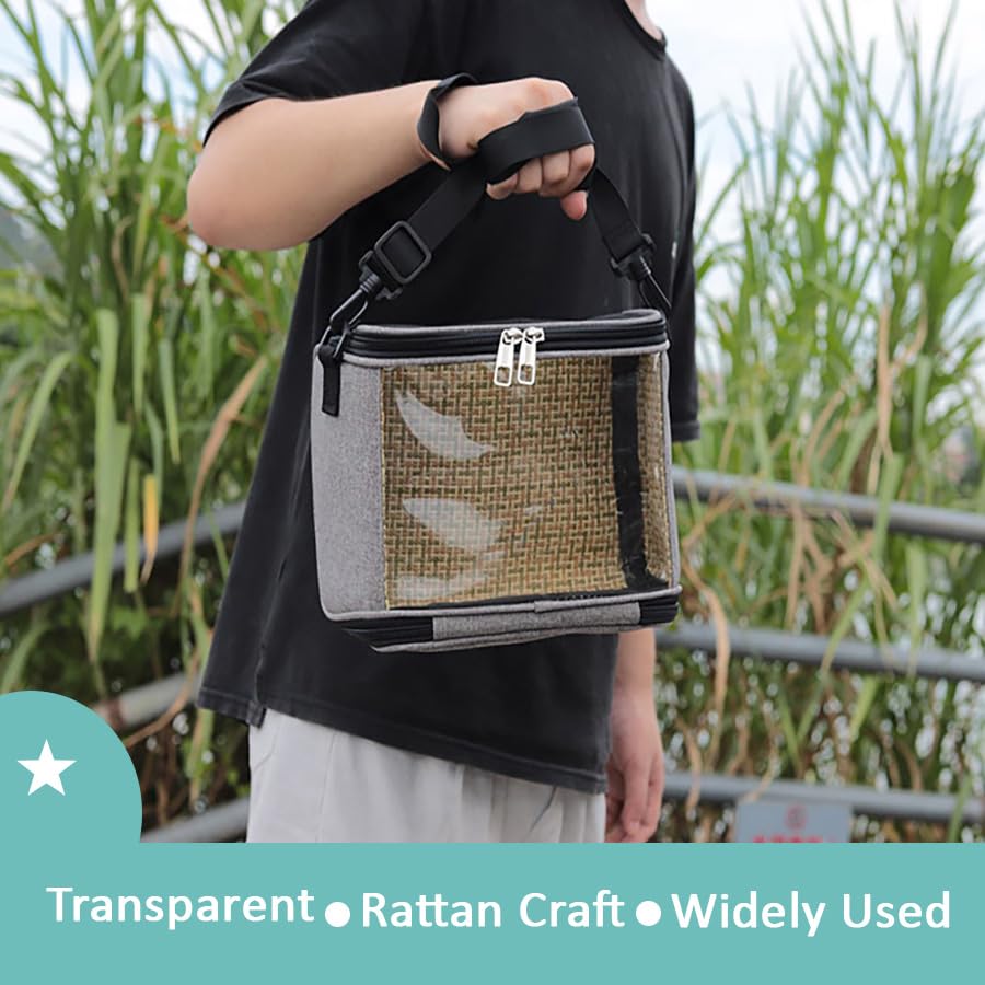 FLEXMAN Bird Carrier Bag, Portable Small Bird Travel Cage, Transparent Lightweight Breathable, Two Way Zipper Parrot Travel Cage with Side Pockets for Parrots, Birds, Hamsters, Small Lizards (Grey) - color: Grey