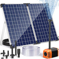 Solar Fountain Pump 35 Watt, 480GPH Solar Water Pond Pump with PVC Tubing 4 Spray Heads 16.5ft Cable Length for Garden Pond Fountain Waterfall Hydroponics Pool - size: 35W
