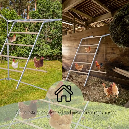Chicken Perch for Coop, Chicken Swings for Coops, Easy to Installation&Clean, Poultry Coop Roosting Perch, Large Metal Perch (53.9' L X 41.3' W X 44.9' H)