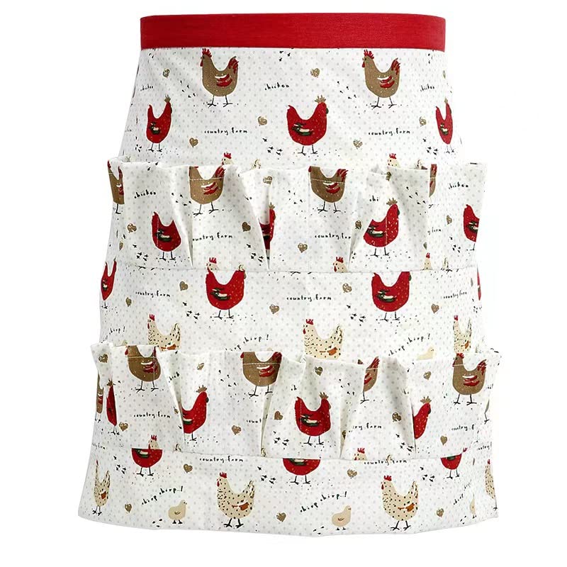 Sefiron Chicken Egg Collecting Apron,12 Deep Pockets for Hense,Duck,Goose Eggs - color: White Dot