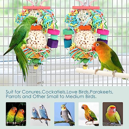 BBjinronjy Bird Toys,2PCS Hanging Natural Soft Sola Ball Beak Chew Shred Forage Toys for Parrots,Cockatiel,Conure,Love Birds,Parakeets,Budgie and Other Small Birds - size: Medium B