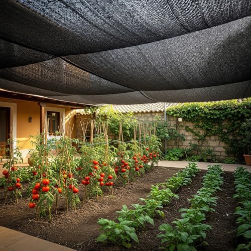 SUNNY GUARD Sun Shade Cloth, 6 x 12 FT Black HDPE Mesh | 65-75% Breathable shade cover creates a cooler space for plants, vegetables, greenhouses, patios, chicken coops, and kennels - color: 70 SHADE-BLACK, size: 6 FT x 12 FT