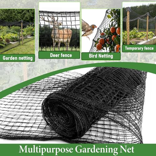 4 x 75ft Deer Fence Netting, Heavy Duty Plastic Mesh Fence Deer Netting, 55GSM Deer Fence for Garden, Reinforced Edges Anti Bird Netting Mesh for Trees Vegetable Raised Bed(55GSM, 4 x 75ft) - size: 4 X 75ft