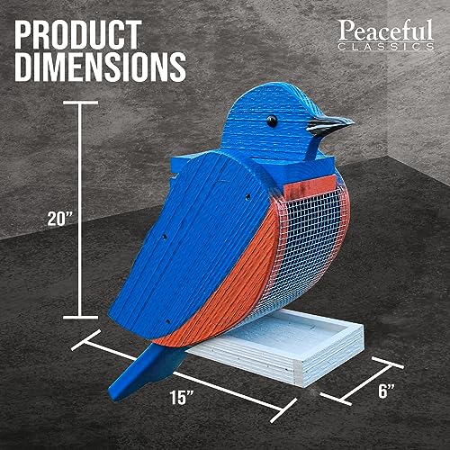 Blue Jay Shaped Wooden Seed Tray - Decorative Amish-Made Wildlife Station with Easy Refill Roof - color: Blue Jay