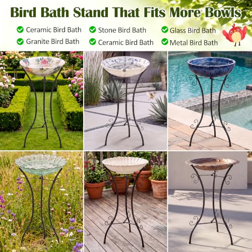 Outdoor Metal Bird Bath Stand, Sturdy Birdbath Bowl Stand, 32 Inch, Fade and Weather Resistant, Outdoor Decoration for Glass BirdBaths, Garden Yards Lawn(Essential) - style: Essential