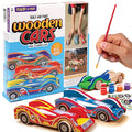 Made By Me Build & Paint Your Own Wooden Toys, DIY Wood Craft Kit, Easy to Assemble, 3 Cars - style: Cars