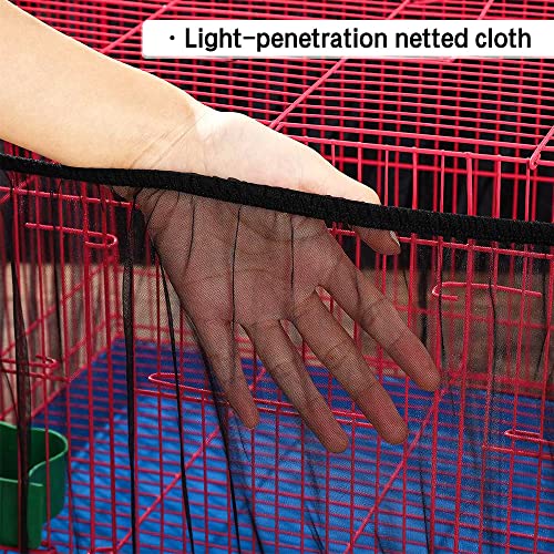 Universal Bird Cage Seed Catcher, Elasticity Airy Gauze Guard Net Cover, Soft Parrot Mesh Skirt Cover, for Round Square Cages (Black, L) - color: black, L
