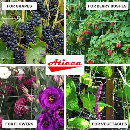 ATICCA Plastic Trellis Netting 47" x 328 ft Heavy Duty Plant Support Netting White - 6 Inch Garden Trellis on Roll - Mesh for Growing Vine Climbing Plants, Flowers, Peas, and Cucumber - size: 47''x328ft Plastic Trellis Netting