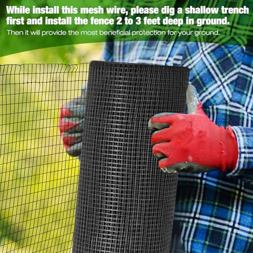 Tatuo Hardware Cloth 1/2 Inch 24in x 150ft Hot Dip Galvanized After Welded Cage Mesh Rolls 21 Gauge Metal Chicken Wire Roll Wire Fencing Poultry Netting for Raised Garden Rodent Animals - color: Black, size: 24in X 150ft