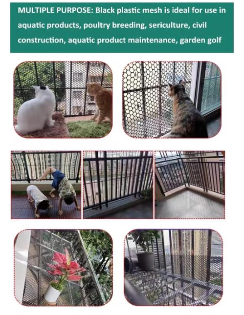 Plastic Chicken Wire Mesh - 24 in x 20 ft Black,Comes with 30 Twist Ties, Plastic Wire Mesh Fence for Dogs, Cats & Poultry - Garden Netting & Animal Barrier, Balcony Netting for Pets - WEYHDDTL - size: 24Inchx20Ft(0.3"Opening)