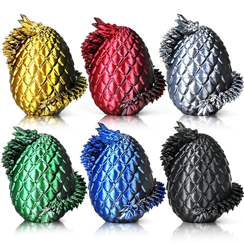 Impossmaker 8" 3D Printed Dragon Eggs, Mystery Crystal Dragon Egg for Easter Basket Stuffers, Unique Easter Toys & Decor, Fantasy Tabletop Decor Gifts for Kids & Collectors (6 Pack) - style: 6P-S3
