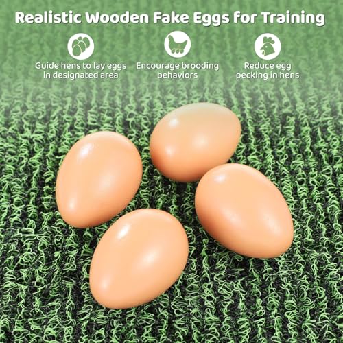 8 Pcs Chicken Nesting Pads, Washable Nesting Box Liners for Chicken Coop, Reusable Plastic Nest Box Pads with 4 Pcs Fake Wooden Eggs, Chicken Laying Mats, 12×12×0.8 inch - color: Green x 8