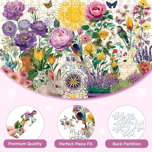 300 Pieces Jigsaw Puzzles for Adults, Garden and Rabbit Jigsaw Puzzle - style: Garden and Rabbit