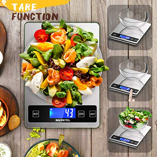 BACK KTCL''Cooking Master' 22lb Digital Kitchen Food Scale | Measures in Grams and Ounces for Weight Cooking Baking,1g/0.1oz Precise Graduation,Stainless Steel and Tempered Glass