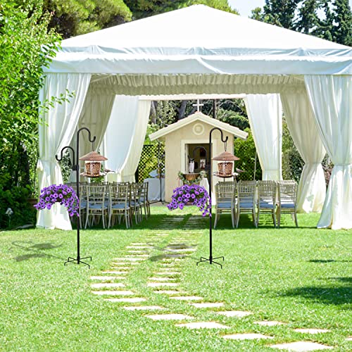 Shephard Hooks Outdoor 76 Inches for Lanterns Double Hooks Heavy Duty Shepherd Stand Plant Hanger Yard Hooks for Solar Lights,Bird Feeder Wedding Adjustable Height&Hooks Powder Coated - color: 2 hooks-76in