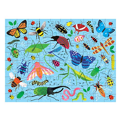 Mudpuppy Bugs and Birds Double-Sided Puzzle, 100 Pieces, 22” x 16.5” – Perfect Family Puzzle for Ages 6+ - Colorful Illustrations of Birds on One Side and Bugs on the Other, Multicolor (0735363749) - style: Bugs & Birds