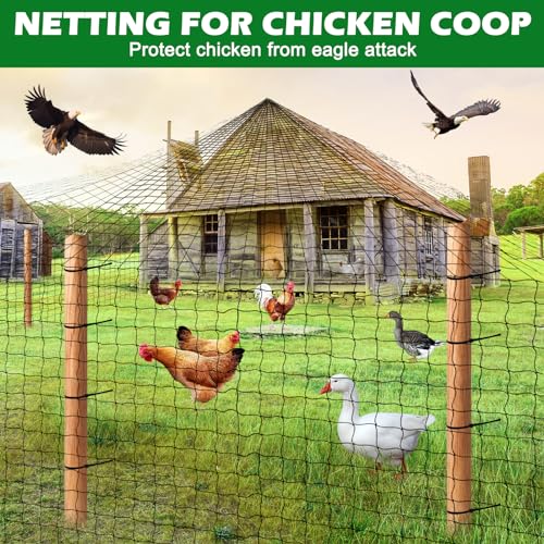 BSTPCOO Chicken Netting Roof Hawk 100x100ft, Heavy Duty 2" Mesh Bird Net | Bird Nettings for Garden with Birds Scare Tape, Nylon Bird Netting for Chicken Coop, Avian Nettings Deer Fence Fruit Tree Net - size: 100'×100'-2''