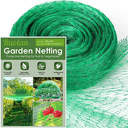 13X40Ft Bird Netting for Garden Protect Vegetable Plants and Fruit Trees,Plastic Trellis Netting for Birds, Deer,Squirrels and Other Animals - size: 13X40