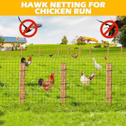 BSTPCOO 2.4" Mesh Nylon Bird Netting 50'x50', Poultry Netting, Chicken Net | Heavy Duty Bird Net for Chicken Coop, Hawk Net for Chicken Run, Aviary Nets, Garden Netting with Cable Ties and Stakes - size: 50'×50'-2.4''