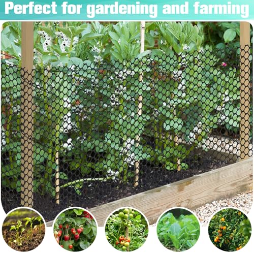 Plastic Mesh Fence Sheet 15.7IN x 10FT - 0.3IN Opening Plastic Chicken Wire Netting Roll Durable for Dogs, Poultry, Puppy, Garden Snake Barrier with 50 Pcs Zip Ties - Black - color: Black, size: 15.7IN x 10FT + 50Ties