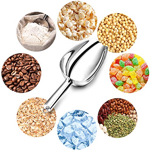 TeamFar Stainless Steel Ice Scoop, 5 Ounces Small Metal Food Candy Scoop | for Kitchen Bar Party Wedding, Heavy Duty & Sturdy, Easy Storage & Versatile, Mirror Finish & Smooth Edge, Silver - size: 5 oz