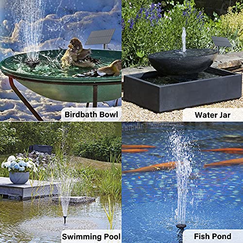 Biling Upgraded Solar Fountain Pump Kit with Ground Stake for Bird Bath | Adjustable Solar Panel, Brushless Low-Consumption Motor, 4 Spray Nozzles, ECO Solar Power for Garden Fish Tank - size: 1.5W
