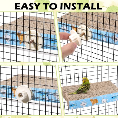 COMNICO 2 PCS Bird Chew Toy Parrot Cage Perch Cardboard Platform Size M | Bird Paw Grinding Stand, for Cage Birds, Resting Platform Stand, Parrot Playground, Exercise Toys, Parakeets - size: M