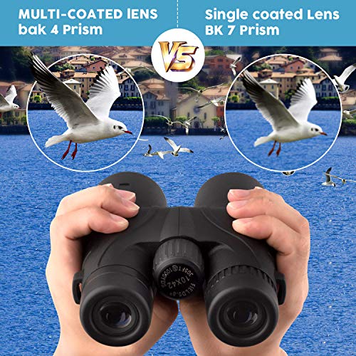 10x42 Binoculars for Adults - Professional HD Roof BAK4 Prism Lens Binoculars for Bird Watching, Hunting, Travel, Sports, Cruise, with Carrying Bag (1.1Lbs) - style: New Model