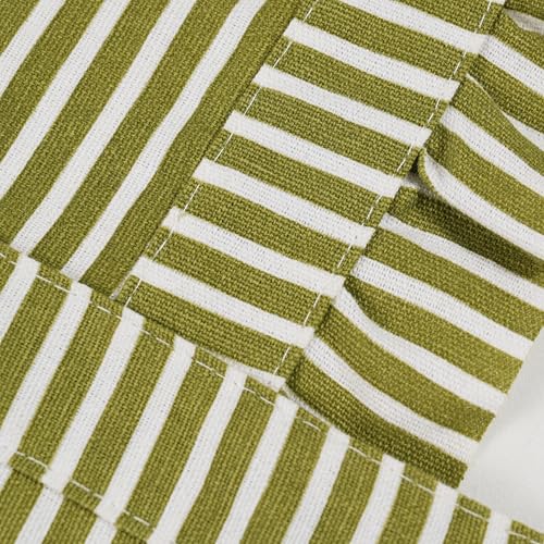 Cute Cotton Apron for Women, Adjustable Bib Cooking Kitchen Aprons with Pockets for BBQ Drawing Baking - color: Green Striped