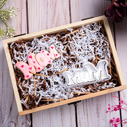Cookie Cutter Mom Mothers Gifts Baking Fondant Molds with Plunger Stamps Handle Detailed Cake Decor PLA Cutter Molds Party 3.5" Kitchen Supplies - color: Mom Letter