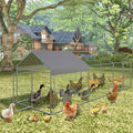 Large Metal Chicken Coop,120" Wx40 Lx40 H Heavy Duty Walkin Chicken Run with Waterproof and Anti-Uv Cover, Chicken Pens Outdoor with Top for Ducks,Peaked Roof Walk-in Poultry Cage for Yard,Farm - size: 10'W x 3.33'L x 3.33'H