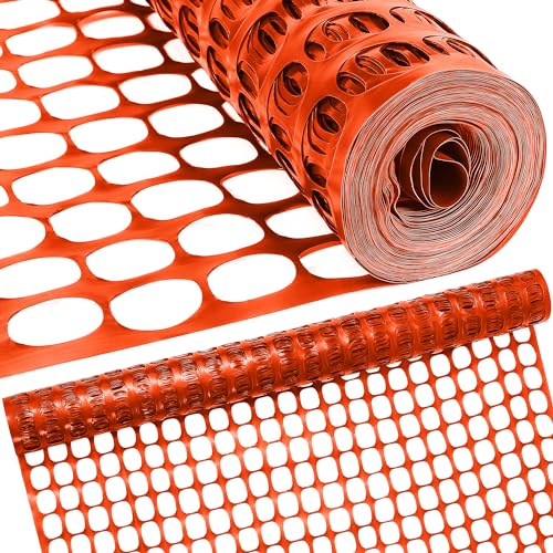 Houseables Plastic Mesh Fence, Construction Barrier Netting, Orange, 4'x100' Feet, 1 Roll, Garden Fencing, Fences Wrap, Above Ground, for Snow, Poultry, Chicken, Safety, Deer, Patio, Garden Netting - color: Orange