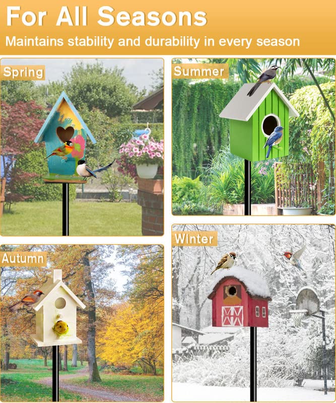 90Inch Heavy Duty Bird House Pole Mount Kit with Frosted, Bird Feeder Pole Kit with 5 Prongs Base and 2 Plates, for Outdoor, Yard, Garden, Black(Birdhouse Not Include) - color: black