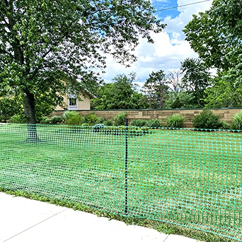 Ashman Plastic Mesh Fence, Construction Barrier Netting, Green, 4'x200' Feet, 1 Roll, Garden Fencing, Fences Wrap, Above Ground, for Snow, Poultry, Chicken, Deer, Patio, Garden Netting, Green 200 FT - color: Green, size: 200 FT