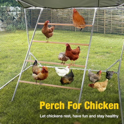 Aivituvin Large Metal Chicken Coop Run Chicken Pen with Ramp, Waterproof Tarp Cover, Outdoor Poultry Enclosure for Chickens, Ducks, Rabbits, 9.8' L x 6.5' W x 6.5' H