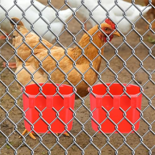 40 Pcs Cage Cups Birds Feeders – Hanging Chicken Feeders & Waterers, Bird Water Dispenser, 8 oz Plastic Food/Water Bowl for Parrot, Pigeons, Quail, Gamefowl, Bunny, and Small Pets (Red)