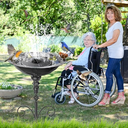 35In Bird Bath for Outside, Vintage Metal Birdbaths & Birdfeeder with 5 Prong Bases for Outdoors, Freestanding Bird Feeder Bowl with for Garden Yard Lawn Decor (Vintage Silver) - color: Vintage Silver