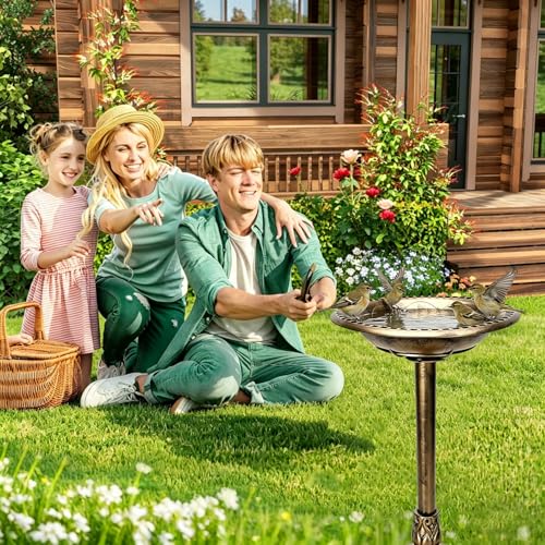 Outdoor Antique Bird Bath Polyresin Lightweight Garden Birdbath for Outside Weather-Resistant Bird Baths (Copper) - color: Copper