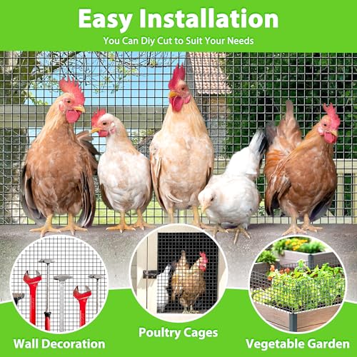 PVC Coated Welded Wire Fence,1 inch 36 in x 50 ft,Chicken Wire,Black Metal Fence Mesh Wire Roll,Garden Fencing Welded Wire Mesh for Pet Enclosures,Vegetable,Poultry and Agricultural Use - color: Black, size: 1"x1" 36inx50ft