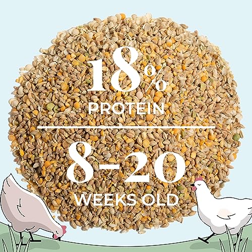 Mile Four Organic Chicken Feed – Grower Whole Grain, Non-GMO, USA Grown, 18% Protein, Corn-Free, Soy-Free, Non-Medicated Feed for Chickens, 2 lb Sample - size: 2 Pound (Pack of 1)