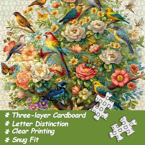 Tree of Life Puzzles for Adults 1000 Pieces, Birds Butterfly Flower Animal Jigsaw Puzzles with Plant Floral, Spring Nature Landscape Challenging for Adults - style: Tree of All Beings