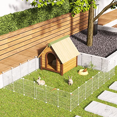 Pet Playpen, Small Animal Cage DIY Wire Fence with Door 15 Panels, White | Portable Yard Fence for Indoor or Outdoor, for Small Animal, Puppies, Kitties, Bunny, Guinea Pigs, Turtle - style: White