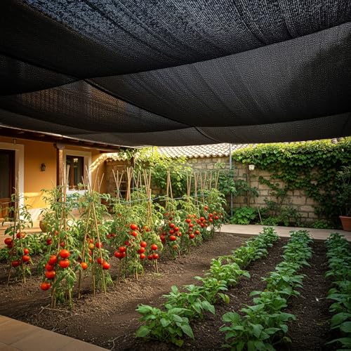 SUNNY GUARD Sun Shade Cloth, 6 x 8 FT Black HDPE Mesh | 85-95% Breathable shade cover creates a cooler space for plants, vegetables, greenhouses, patios, chicken coops, and kennels - color: 90 SHADE-BLACK, size: 6 FT x 8 FT