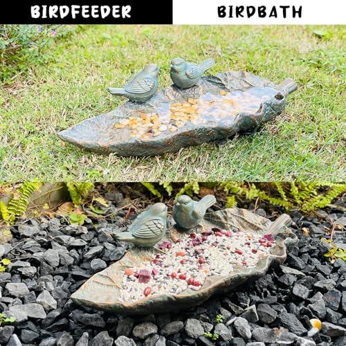 Outdoor Garden Bird Bath Bowl, Resin Leaf Bird Feeder for Patio, Deck, Lawn, Yard, or Ground Decor, Garden Gift for Bird Lovers and Family - color: Feeder Bird Bath